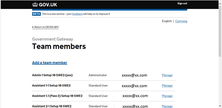 A screenshot of Team Members webpage